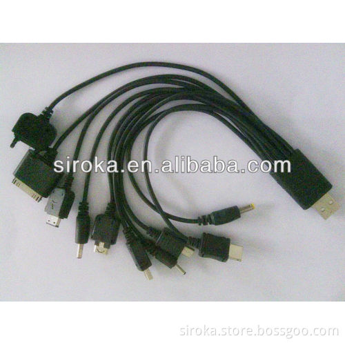 Newest hot selling 10 In 1 USB Mobile Charger Cable Car Cigarette Adapter for PDA Cell phone MP3